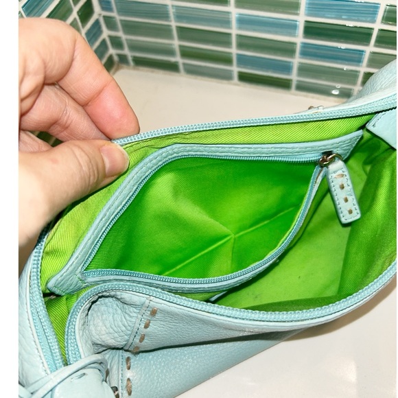 Baby Blue Leather Baguette Shoulder Bag By SIGRID OLSEN Y2K Style Shoulder Bag - Picture 12 of 15